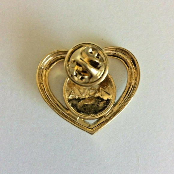 Avon Gold Tone Brooch Pin Open Heart Earth Globe - Picture 2 of 4